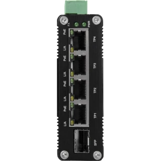 4-portový priemyselný PoE switch na DIN lištu BCS-ISP04G-1SFP