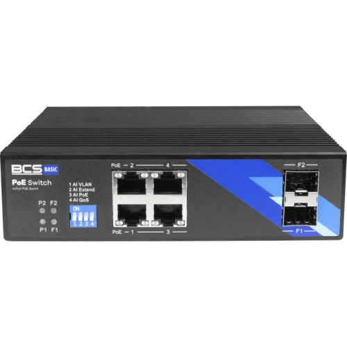 BCS-B-ISP04G-2SFP BCS switch PoE 4-portový DIN lišta