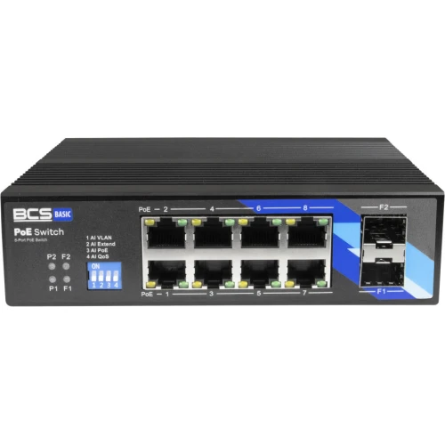 BCS-B-ISP08G-2SFP BCS switch PoE 8 portový DIN lišta