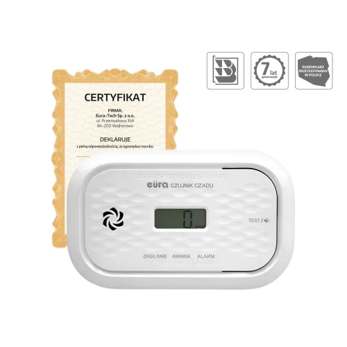 Czujnik czadu EURA CD-72A2v7300/B - certyfikat CNBOP-PiB