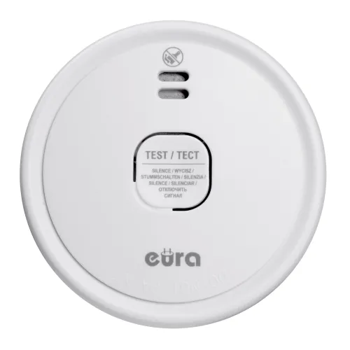 Czujnik dymu EURA SD-08A2 - bateryjny 9V DC, czujnik fotooptyczny, żywotność sensora 10 lat, 5 lat gwarancji