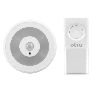 Bezdrôtový zvonček EURA WDP-90H2 DISCO s LED svetlom a senzorom pohybu, bez batérií, možnosť rozšírenia