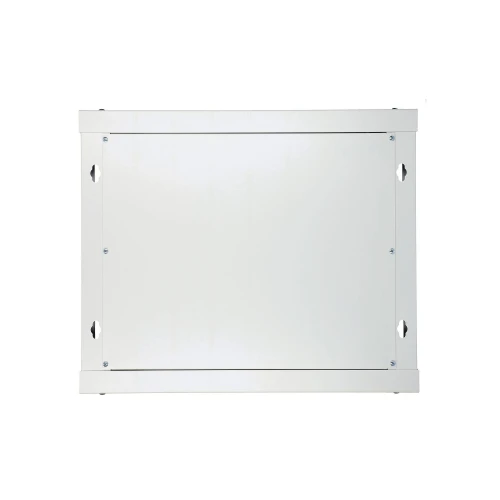 Na zdjęciu znajduje się biały, kwadratowy panel z metalowymi ramkami i śrubami w rogach. Panel ma gładką powierzchnię i jest przeznaczony do montażu na ścianie.