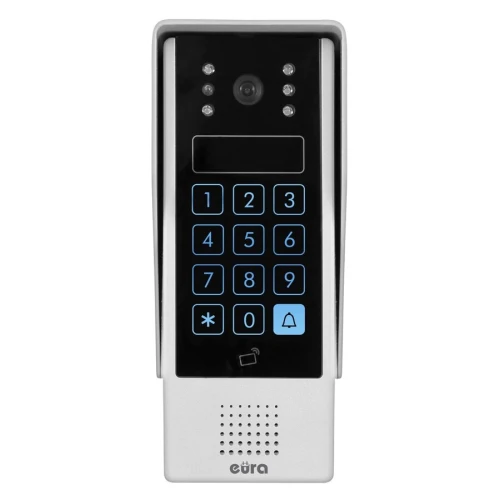 Modulárna vonkajšia kazeta WIDEODOMOFONU EURA VDA-80A3 EURA CONNECT pre jednu rodinu, dotykový šifrovací prístroj, čítačka na blízko