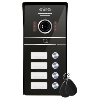 Vonkajšia kazeta videovrátnika EURA VDA-64C5 - pre štyri rodiny, čierna, kamera 1080p