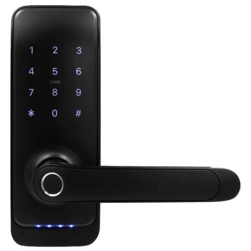 Kľučka s prístupovým kontrolérom EURA ELH-01H4 - čierna, šifrovací stroj, čítačka Mifare 13,56 MHz, biometrický čítačka, IP65, App TTLock/ TTHotel