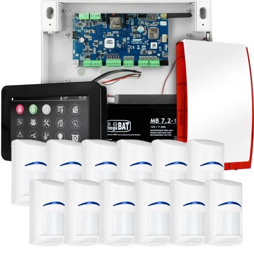 Kompletný alarmový systém NEOLTE-IP, 12x detektor BOSCH, TPR-4BS-P, GSM WiFi