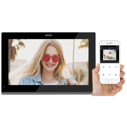 Monitor EURA VDA-10C5 - čierny, dotykový, LCD 10'', AHD, WiFi, pamäť obrazov, SD 128GB