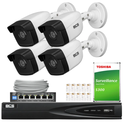 Monitorovanie IP BCS View 5Mpx 1TB H265 4x BCS-V-TIP16FSR3L3(2) 2,8mm IR 30m
