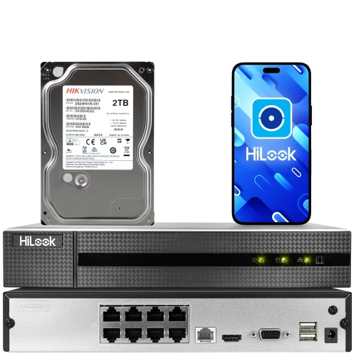 IP rekordér HiLook by Hikvision NVR-8CH-4MP/8P PoE s diskom 2TB