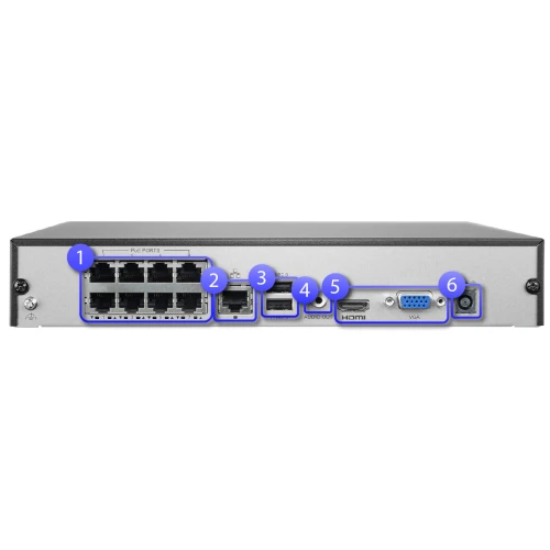 Sieťový rekordér 8-kanálový BCS-B-NVR0801-8P(2.0) pre 8MPx s integrovaným POE prepínačom