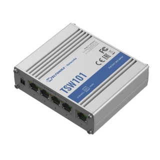 Teltonika TSW101 | PoE+ prepínač | 5x RJ45 1000Mb/s, 4x PoE+, 60W