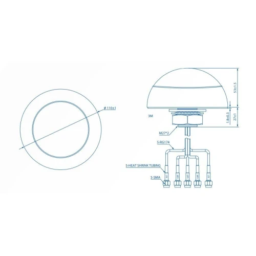 Teltonika 003R-00253 | Kombinovaná anténa | MIMO LTE/GPS/WIFI, strešná