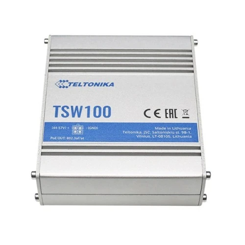 Teltonika TSW100 | PoE prepínač | 5x RJ45 1000Mb/s, 4x PoE, 60W