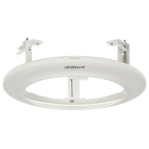 Biały uchwyt sufitowy do kamer kulistych marki Dahua, o okrągłym kształcie z widocznym logo na powierzchni. Uchwyt posiada regulowane mocowania i metalowe elementy montażowe.