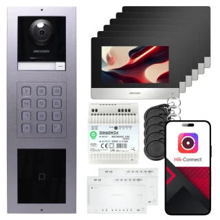 2-vodičový videovrátnik Hikvision 6x monitor DS-KH6320Y-WTE2 čierny, povrchový panel, klávesnica, čítačka