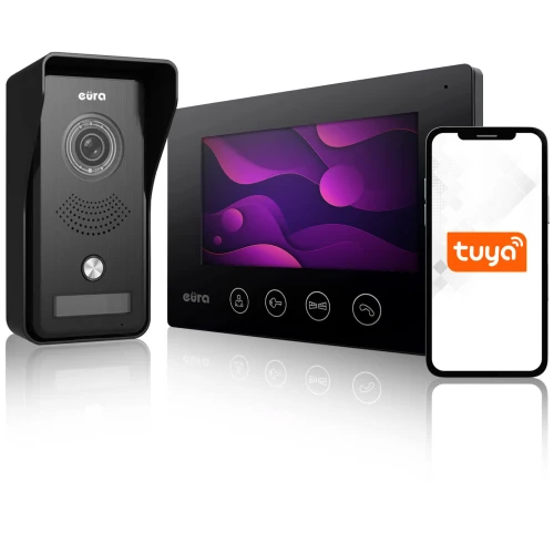Videotelefon EURA VDP-42A3 GAMMA Plus, TUYA, Čierny, Wifi, 2 vstupy, čítačka