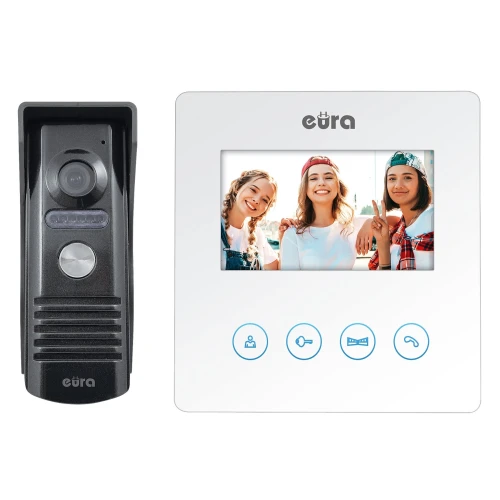 Videotelefon EURA VDP-52A3 ATIRA biely, obrazovka 4,3'', podpora 2 vstupov