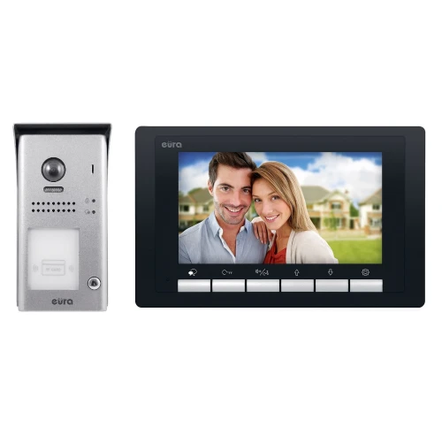 Videotelefon EURA VDP-61A5/N BLACK 2EASY - jednorodinný, LCD 7'', čierny, RFID, nástenný