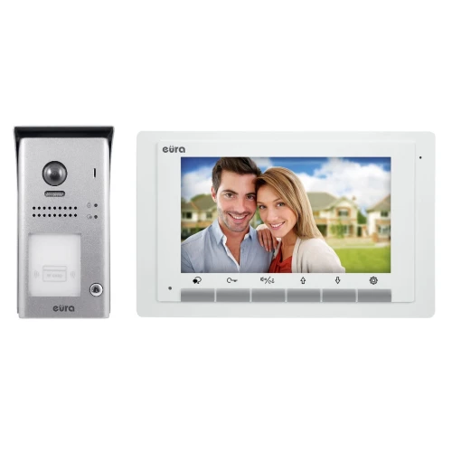 Videotelefon EURA VDP-61A5/N WHITE 2EASY - jednorodinný, LCD 7'', biely, RFID, nástenný