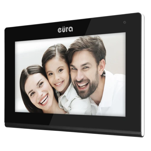 Videotelefon EURA VDP-82C5 - dvojrodinný čierny 2x LCD 7'' FHD podpora 2 vstupov kamera 1080p čítačka RFID povrchová