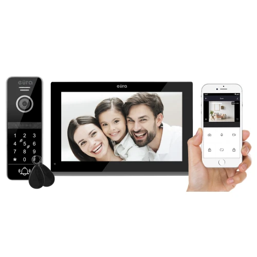 Videotelefon EURA VDP-97C5 - čierny, dotykový, LCD 7'', AHD, WiFi, pamäť obrazov, SD 128GB