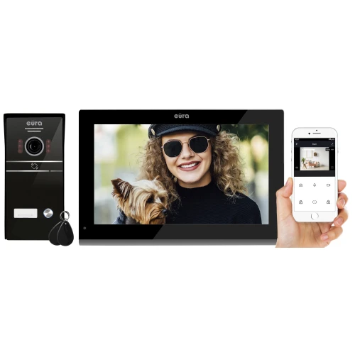 Videotelefon EURA VDP-98C5 - čierny, dotykový, LCD 10'', AHD, WiFi, pamäť obrazov, SD 128GB