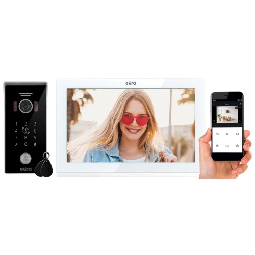 Videotelefon EURA VDP-99C5 - biely, dotykový LCD 10'', AHD, WiFi, pamäť obrazov, kamera 1080p, RFID, šifrovač, povrchový