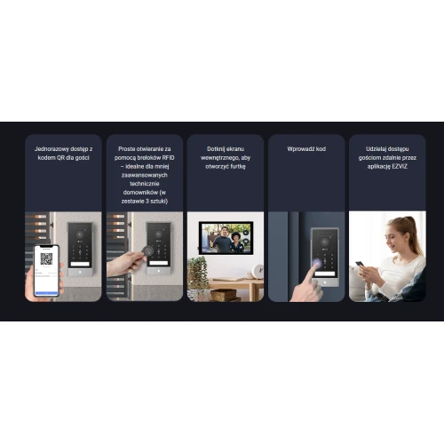 WiFi videovrátnik EZVIZ HP7 PRO 4K, Overenie tváre, Diaľkové otváranie, Detekcia pohybu