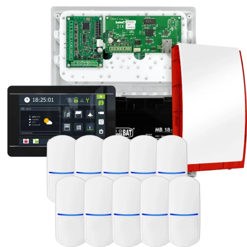Súprava alarmu SATEL INTEGRA 32, 10x detektor PET, siréna, čierny ovládač INT-TSI-B