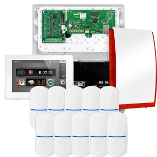 Súprava alarmu SATEL INTEGRA 32, 10x detektor, siréna, biely ovládač INT-TSI-W
