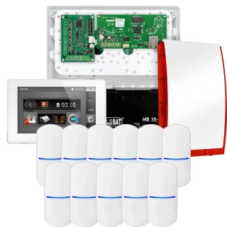 Súprava alarmu SATEL INTEGRA 32, 11x detektor, siréna, biely ovládač INT-TSI-W
