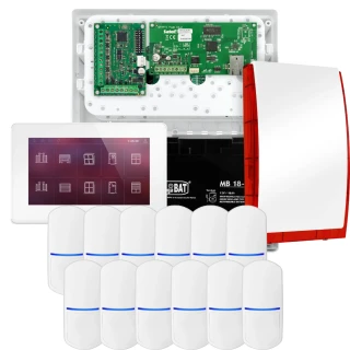 Súprava alarmu SATEL INTEGRA 32, 12x detektor PET, siréna, biely ovládač INT-TSH2-W