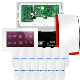 Súprava alarmu SATEL INTEGRA 32, 13x detektor PET, siréna, biely ovládač INT-TSH2-W