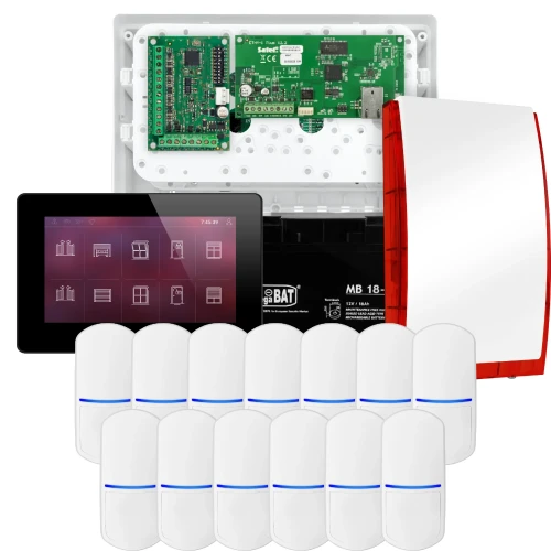 Súprava alarmu SATEL INTEGRA 32, 13x detektor, siréna, čierny ovládač INT-TSH2-B