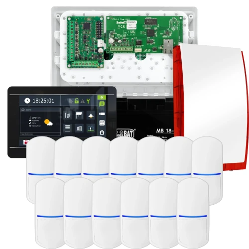 Súprava alarmu SATEL INTEGRA 32, 13x detektor, siréna, čierny ovládač INT-TSI-B