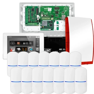 Súprava alarmu SATEL INTEGRA 32, 14x detektor, siréna, biely ovládač INT-TSI-W, LTE komunikácia