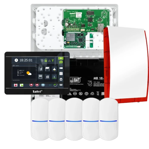 Súprava alarmu SATEL INTEGRA 32, 5x detektor, siréna, čierny ovládač INT-TSI-B, LTE komunikácia