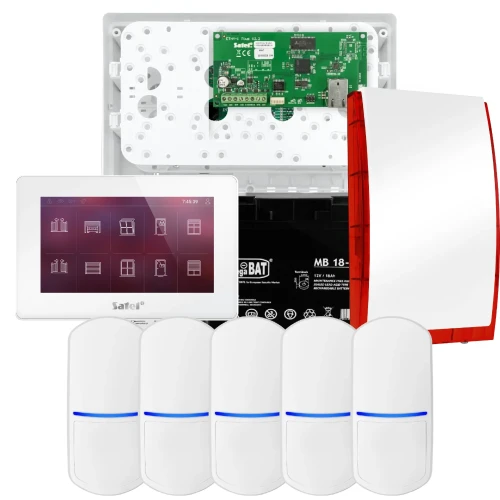 Súprava alarmu SATEL INTEGRA 32, 5x detektor, siréna, biely ovládač INT-TSH2-W