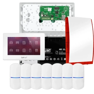 Súprava alarmu SATEL INTEGRA 32, 7x detektor PET, siréna, biely ovládač INT-TSH2-W
