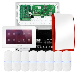 Súprava alarmu SATEL INTEGRA 32, 8x detektor, siréna, biely ovládač INT-TSH2-W