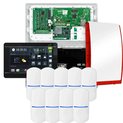 Súprava alarmu SATEL INTEGRA 32, 9x detektor, siréna, čierny ovládač INT-TSI-B, LTE komunikácia