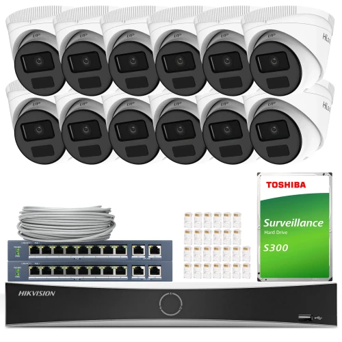 Súprava na monitorovanie 12x IPCAM-T4-P Full HD, PoE, IR 20m, H.265+ HiLook Hikvision