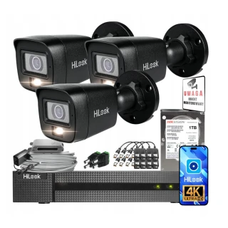 Súprava na monitorovanie 4v1 HiLook by Hikvision 4x TVI-B8M-20DL Čierna 8Mpx Smart Hybrid Light 30m