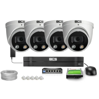 Súprava na monitorovanie 4x BCS-L-EIP16FCR3L3-Ai1, 6Mpx, IR 30m, NightColor, WDR 120dB