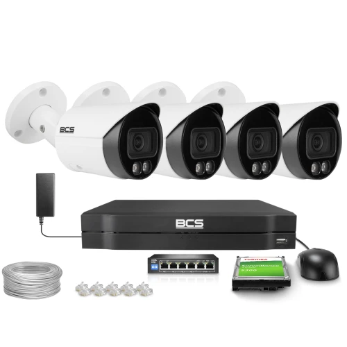 Súprava na monitorovanie 4x BCS-L-TIP15FCR3L3-AI1 5Mpx, 2,8 mm, 0,007Lux BCS