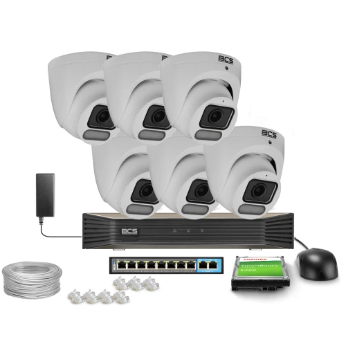 Zestaw do monitoringu 6x BCS-P-EIP28FCL3-Ai1 8 Mpx, WhiteLight, WDR120dB, NightColor