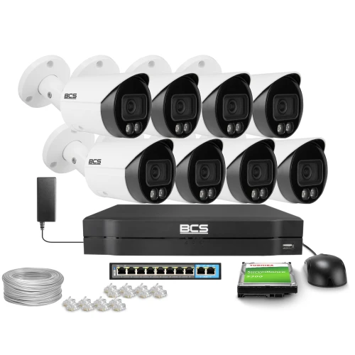 Súprava na monitorovanie 8x BCS-L-TIP15FCR3L3-AI1 5Mpx, 2,8 mm, 0,007Lux BCS