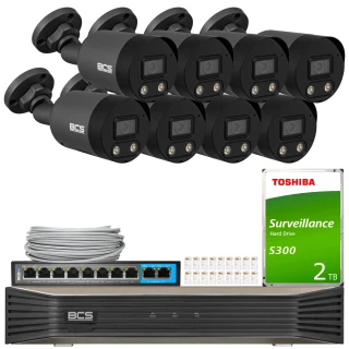 Súprava na monitorovanie BCS Point 8x BCS-P-TIP28FWR3L2-Ai2-G NightColor, ADC, inteligentné funkcie