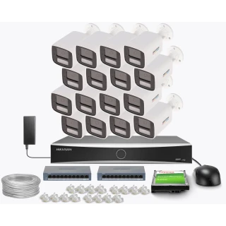 Zestaw do monitoringu Hikvision 16x DS-2CD1047G3H-LIUF/SL, aktywne odstraszanie, 2.8mm, 4Mpx, IR+LED 30m, WDR 120dB